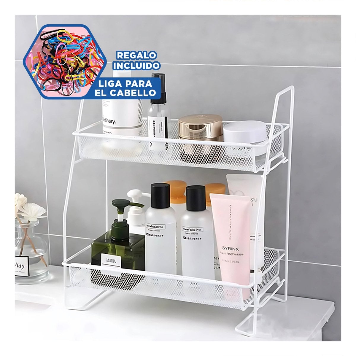 ESTANTE DE 2 NIVELES MULTIUSO SEGURO Y RESISTENTE Y COMODO BLANCO Y+LIGAS REGALO - 2
