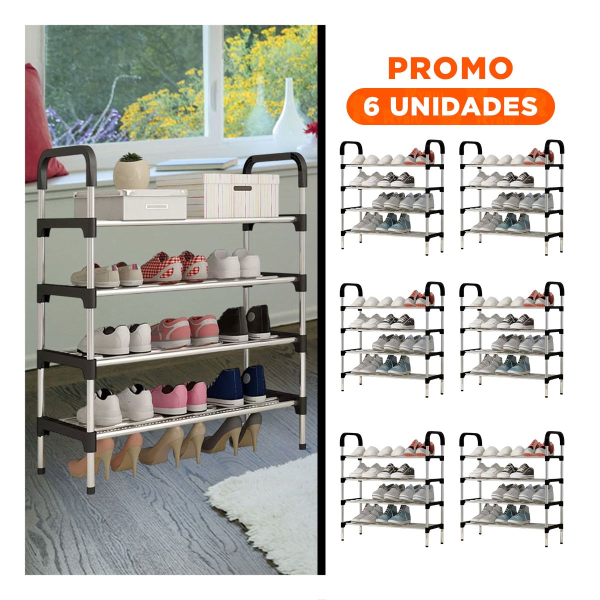 PACK6 APILADOR VERTICAL 4 NIVELES COMODO Y FACIL DE USAR Y LIGERO NEGRO Y+REGALO STICKER - 1