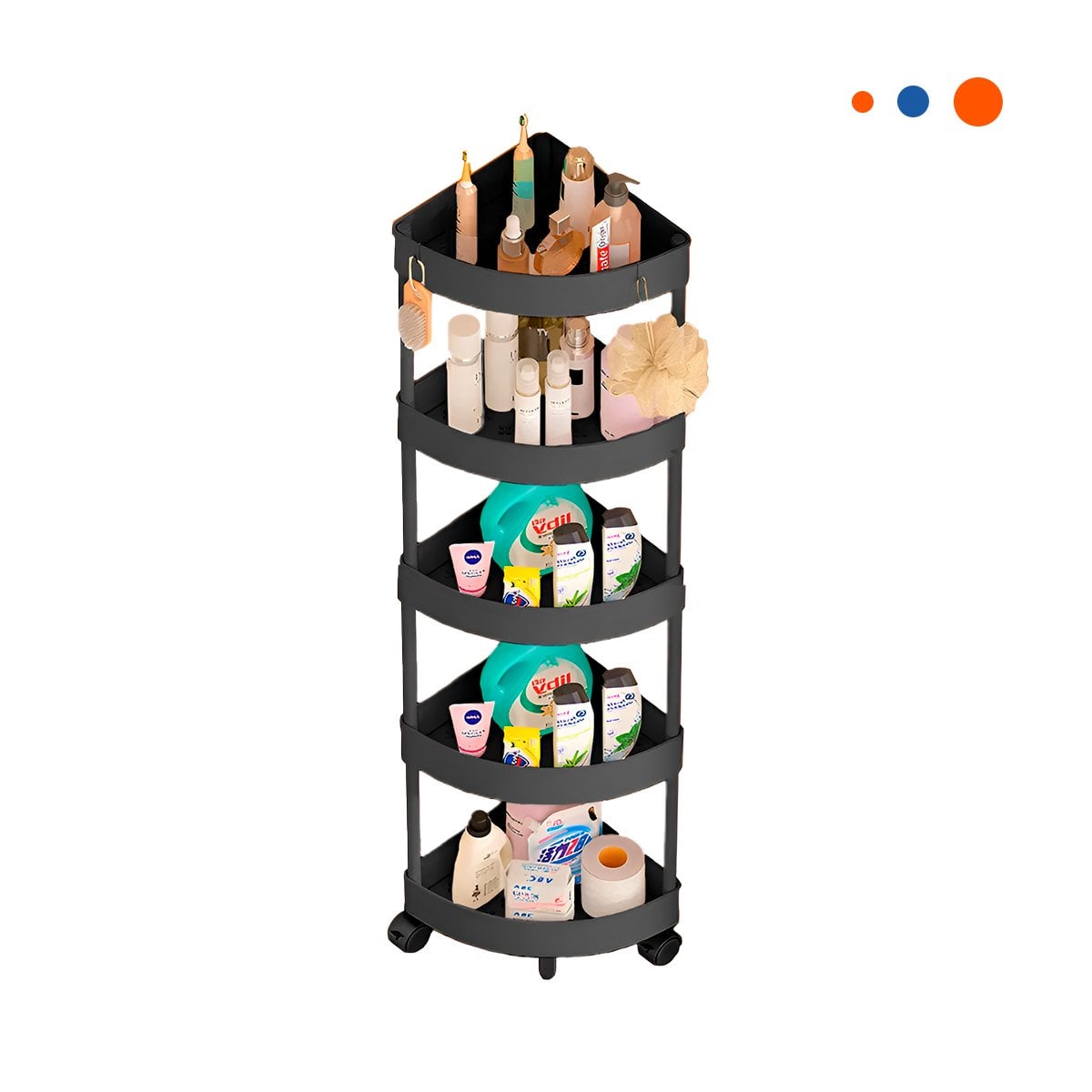 ESTANTE ESQUINERO NEGRO 5 NIVELES CON RUEDAS ESTRUCTURA PARA ALMACENAJE Y+REGALO STICKER - 1