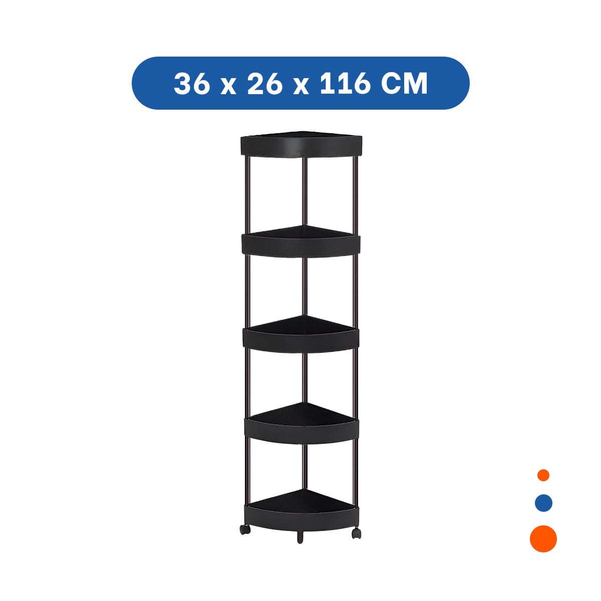 ESTANTE ESQUINERO NEGRO 5 NIVELES CON RUEDAS ESTRUCTURA PARA ALMACENAJE Y+REGALO STICKER - 4