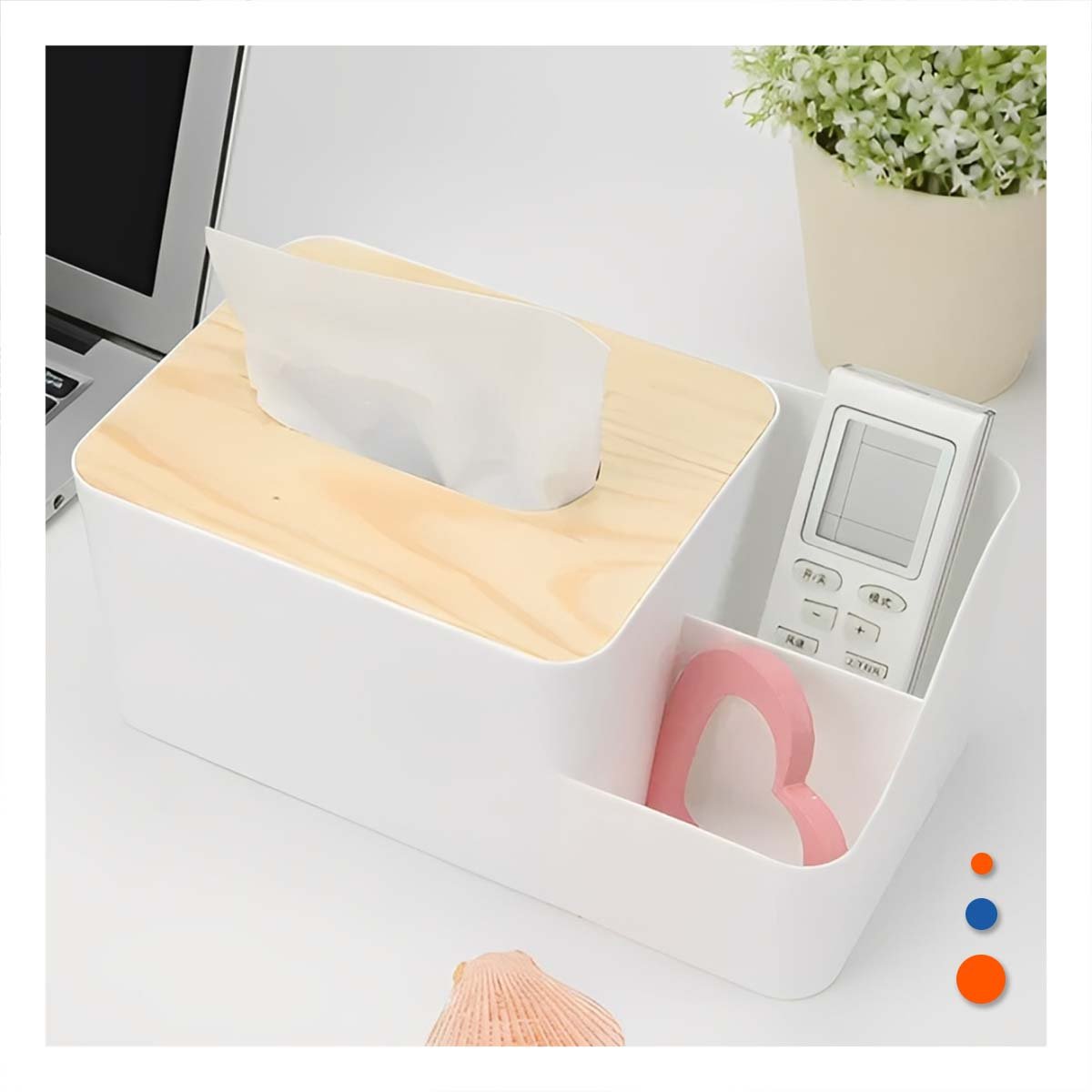 PACK2 ORGANIZADOR DE SERVILLETAS MULTIFUNCIONAL, COMODO Y FACIL DE USAR BLANCO Y+PAPEL REGALO - 2