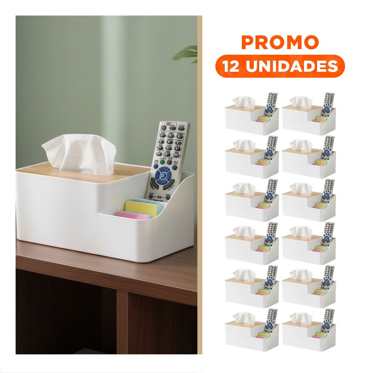 PACK12 CONTENEDOR DE SERVILLETAS MULTIFUNCIONAL, COMPACTO, COMODO Y FACIL BLANCO - 1