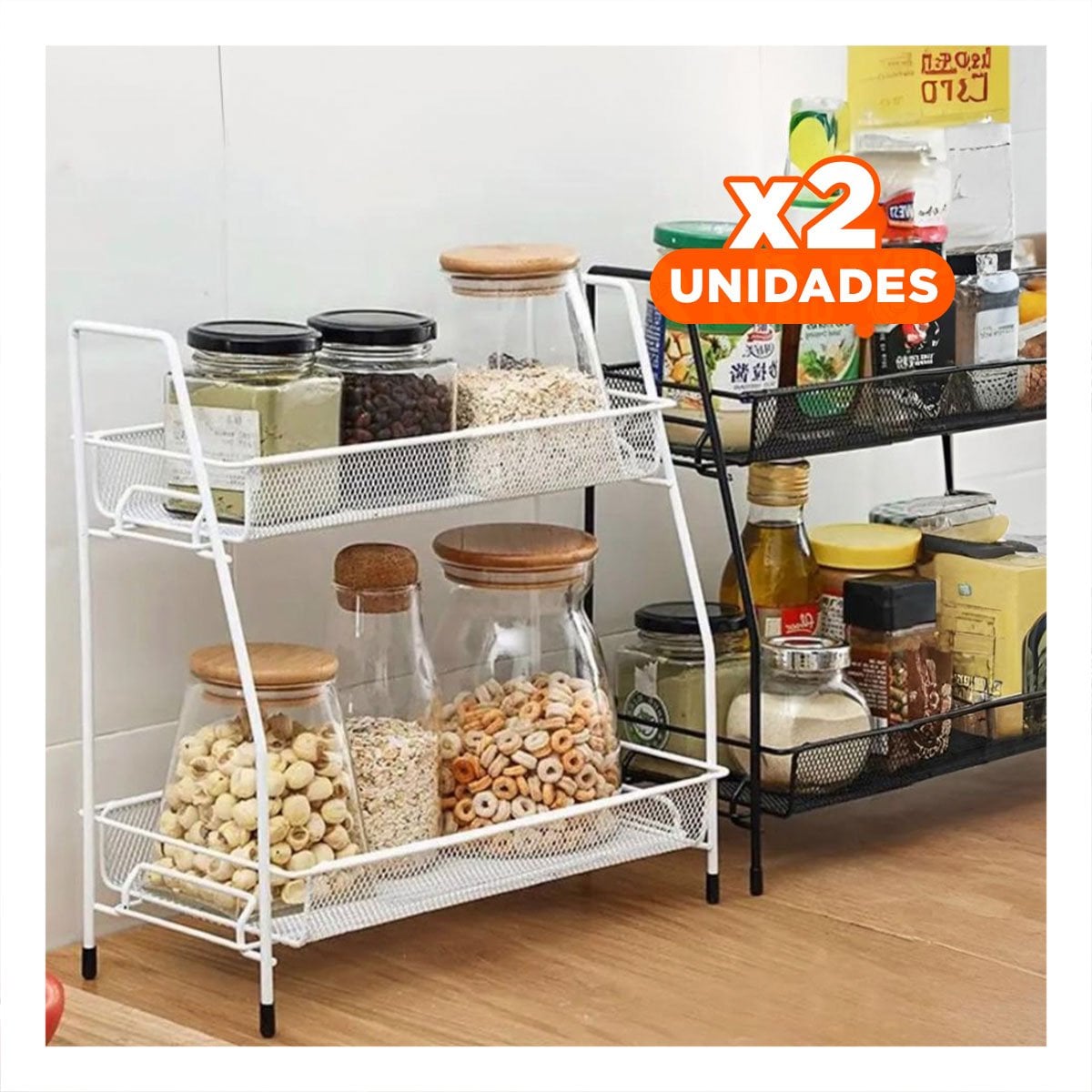 PACK2 SOPORTE DE 2 NIVELES MULTIUSO LIGERO Y PRACTICO Y COMODO PARA CASA BLANCO - 1