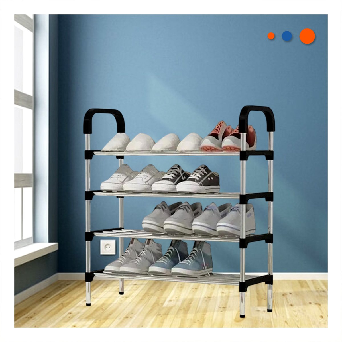PACK2 SOPORTE VERTICAL 4 NIVELES PARA ZAPATOS LIGERO Y PRACTICO NEGRO - 2