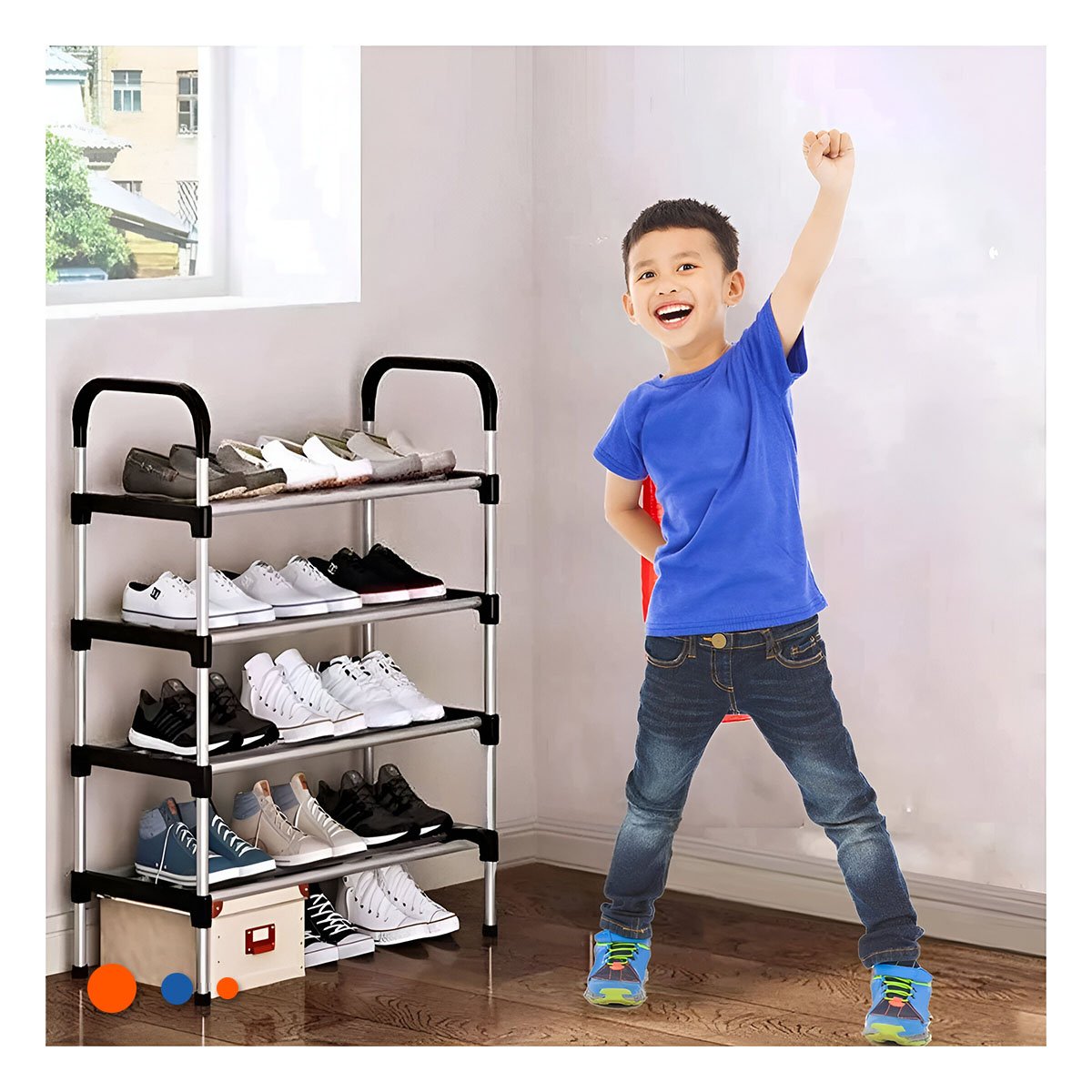 PACK2 SOPORTE VERTICAL 4 NIVELES PARA ZAPATOS LIGERO Y PRACTICO NEGRO - 3