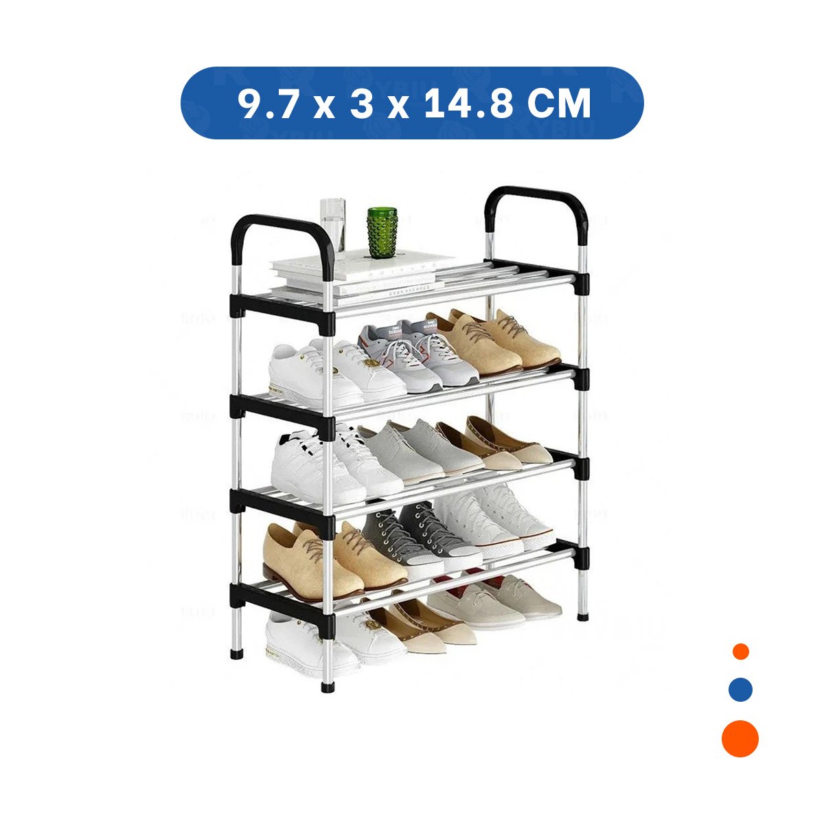 PACK2 SOPORTE VERTICAL 4 NIVELES PARA ZAPATOS LIGERO Y PRACTICO NEGRO - 4