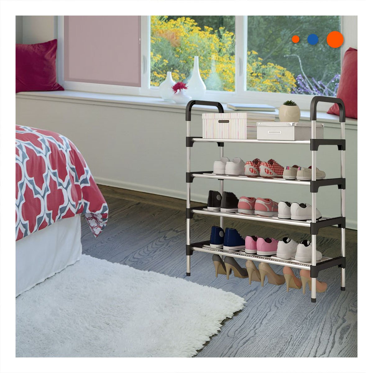 PACK2 SOPORTE VERTICAL 4 NIVELES PARA ZAPATOS LIGERO Y PRACTICO NEGRO - 5