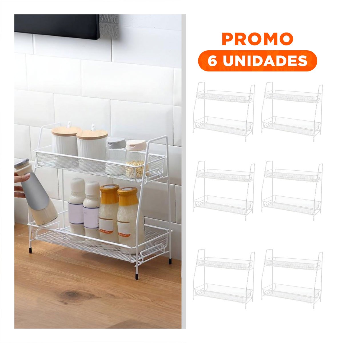 PACK6 ESTANTERIA DE 2 NIVELES MULTIUSO COMODA Y RESISTENTE Y FACIL BLANCO Y+REGALO STICKER - 1