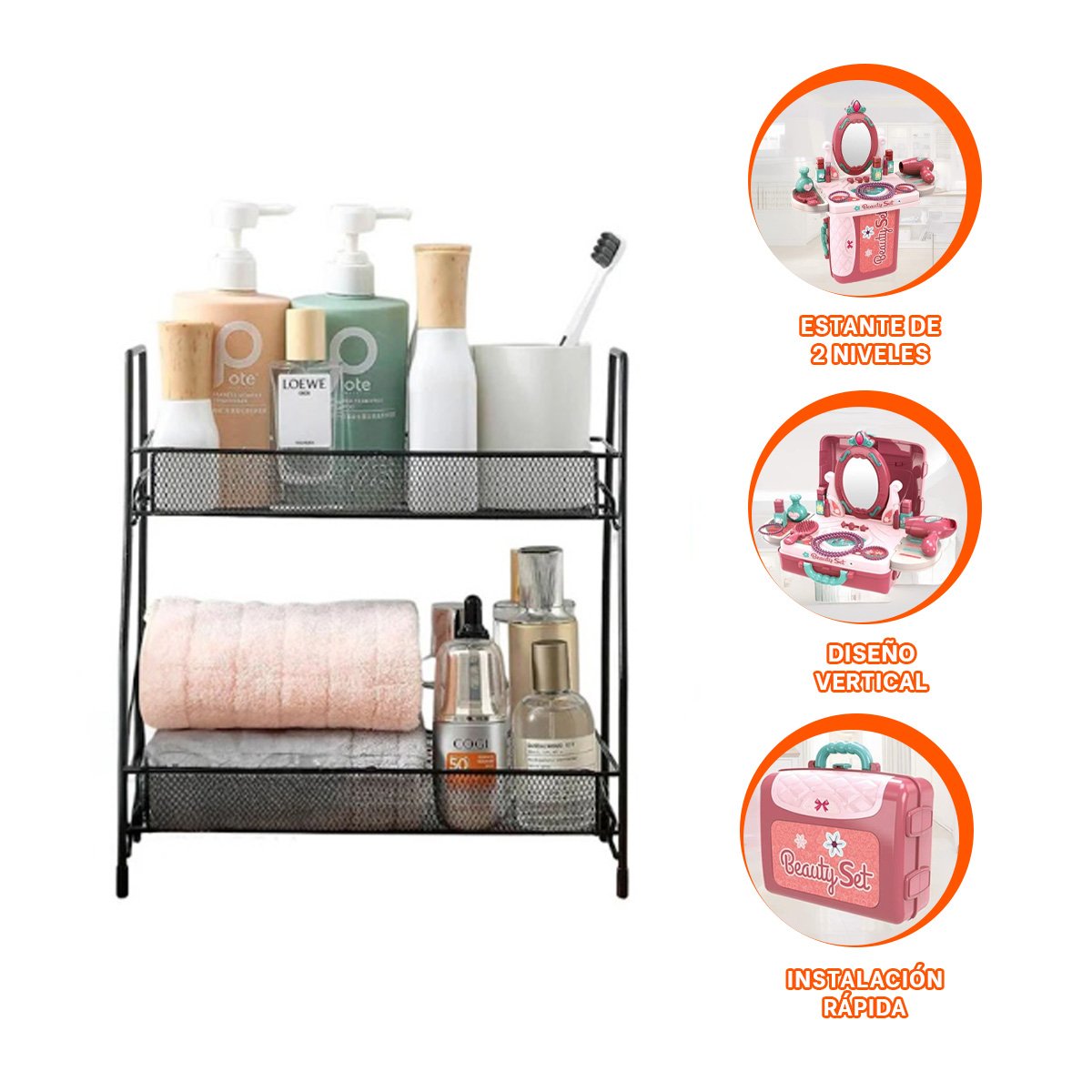 ESTANTE 2 NIVELES MULTIUSO LIGERO Y RESISTENTE Y FACIL DE USAR NEGRO Y+PAPEL REGALO - 5