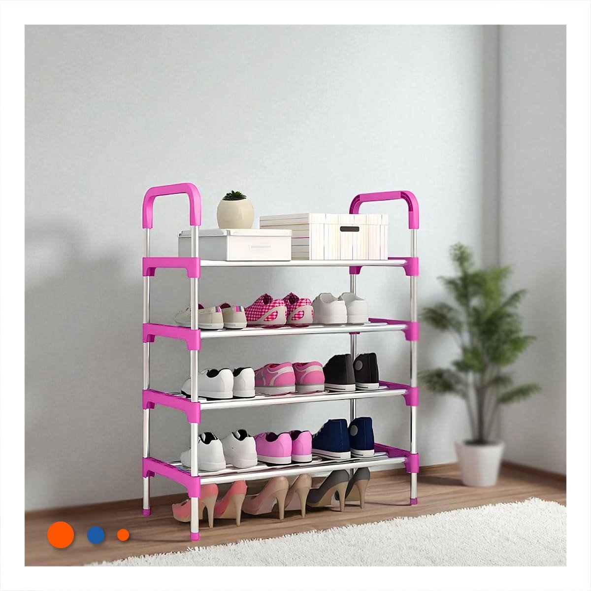 PACK2 SOPORTE VERTICAL 4 NIVELES COMPACTO Y COMODO Y SEGURO ROSADO Y+PAPEL REGALO - 5