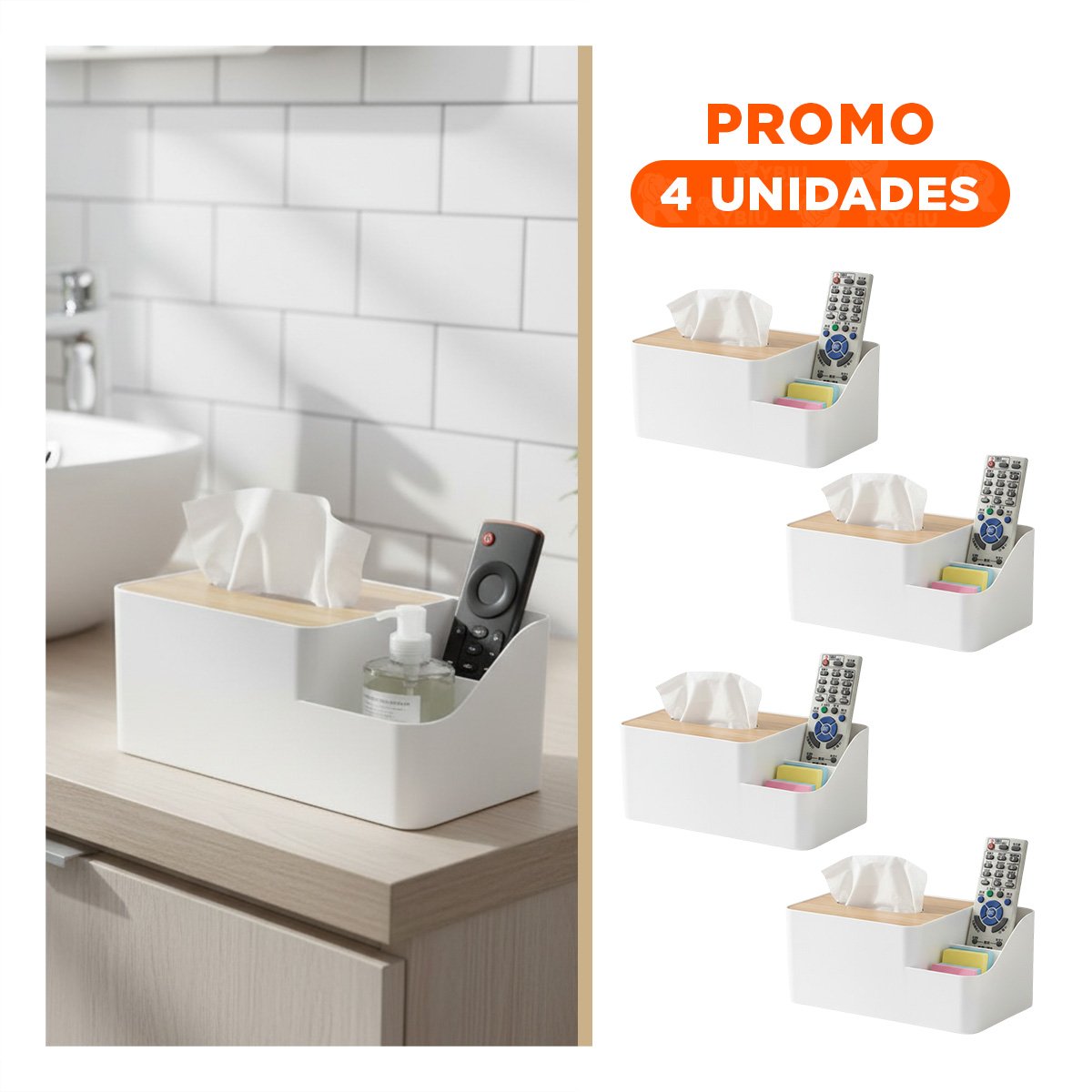 PACK4 ORGANIZADOR DE SERVILLETAS MULTIFUNCIONAL, LIGERO, VERSATIL Y COMODO BLANCO - 1
