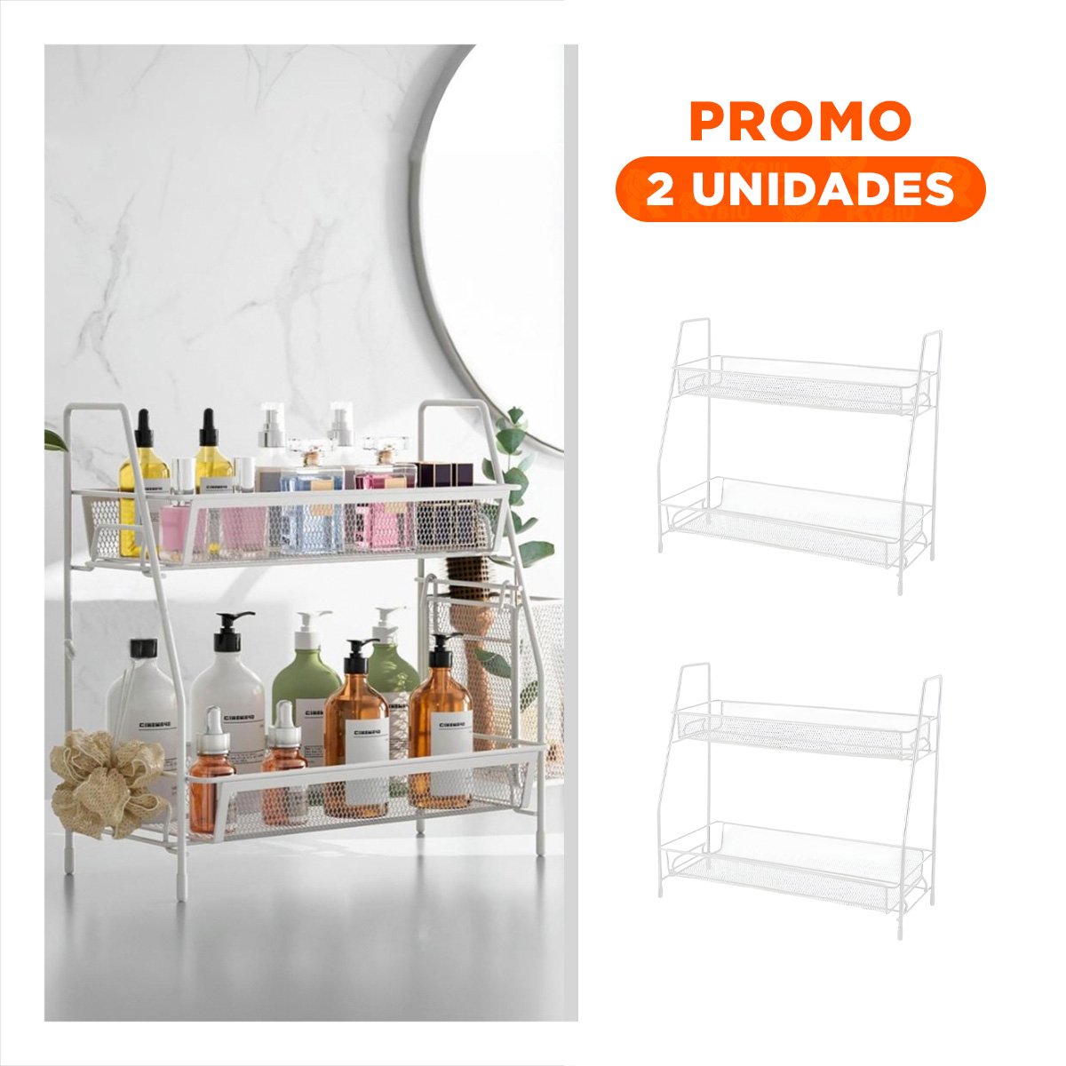 PACK2 SOPORTE DE 2 NIVELES MULTIUSO VERSATIL Y RESISTENTE Y PRACTICO BLANCO Y+REGALO STICKER - 1