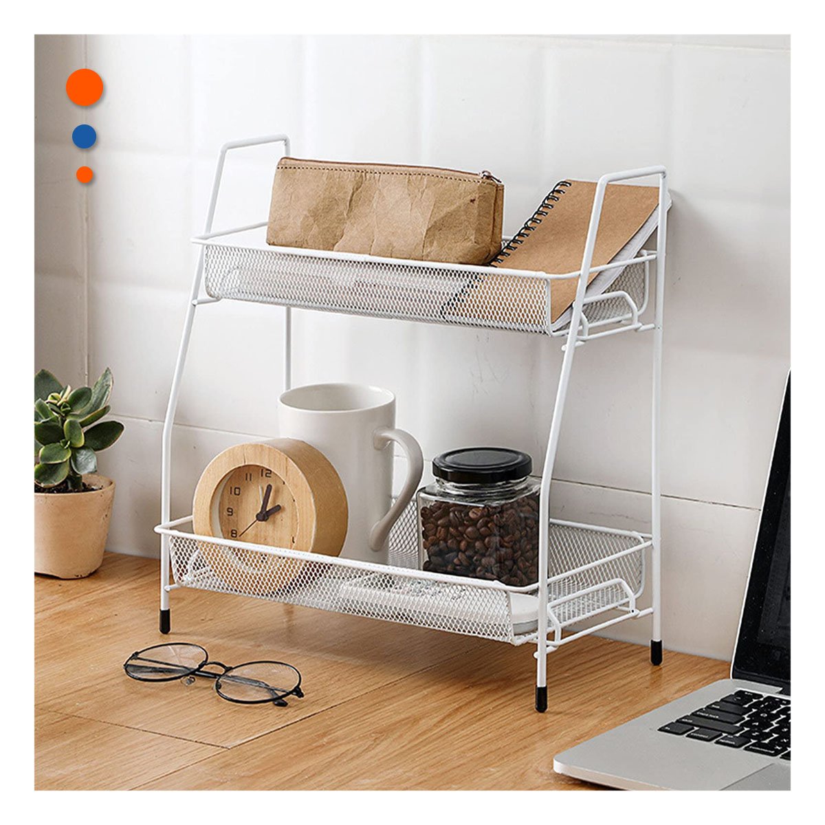 PACK2 SOPORTE DE 2 NIVELES MULTIUSO VERSATIL Y RESISTENTE Y PRACTICO BLANCO Y+REGALO STICKER - 3