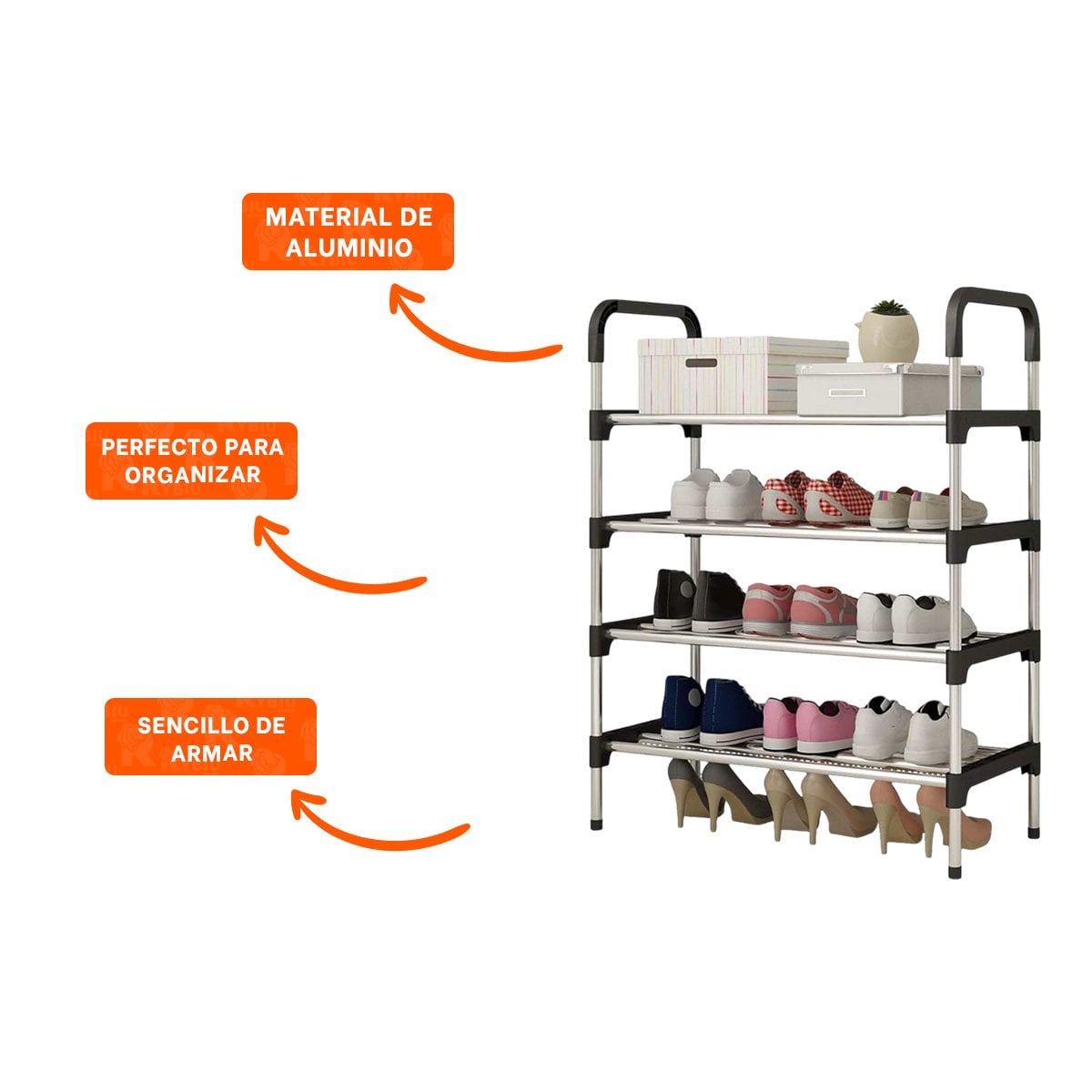 ZAPATERA VERTICAL 4 NIVELES COMPACTA Y COMODA Y SEGURA NEGRO Y+PAPEL REGALO - 5