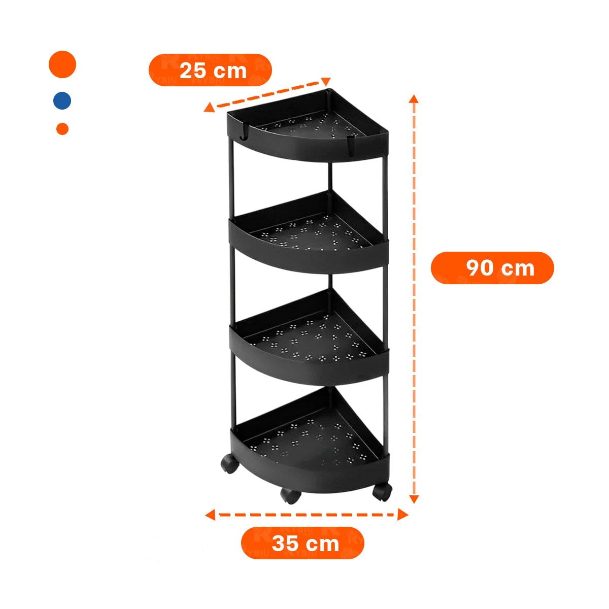 ESTANTE ESQUINERO DE 4 NIVELES CON RUEDAS NEGRO DISENO FUNCIONAL Y COMODO - 4
