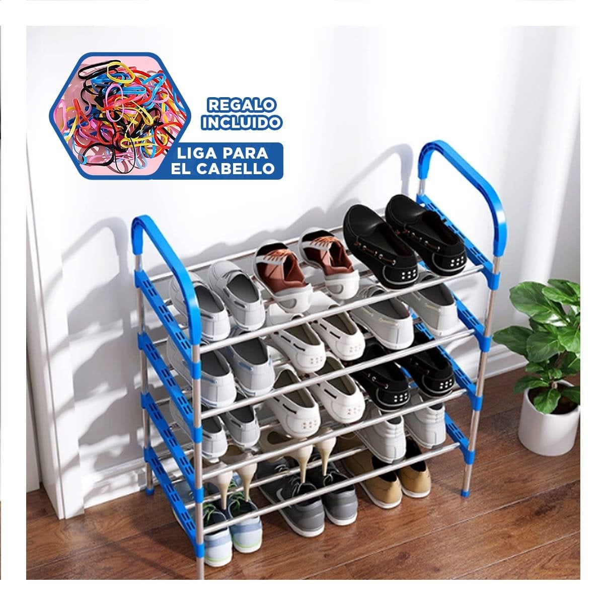 ZAPATERA VERTICAL 4 NIVELES COMODA Y LIGERA Y PRACTICA CELESTE Y+LIGAS REGALO - 2