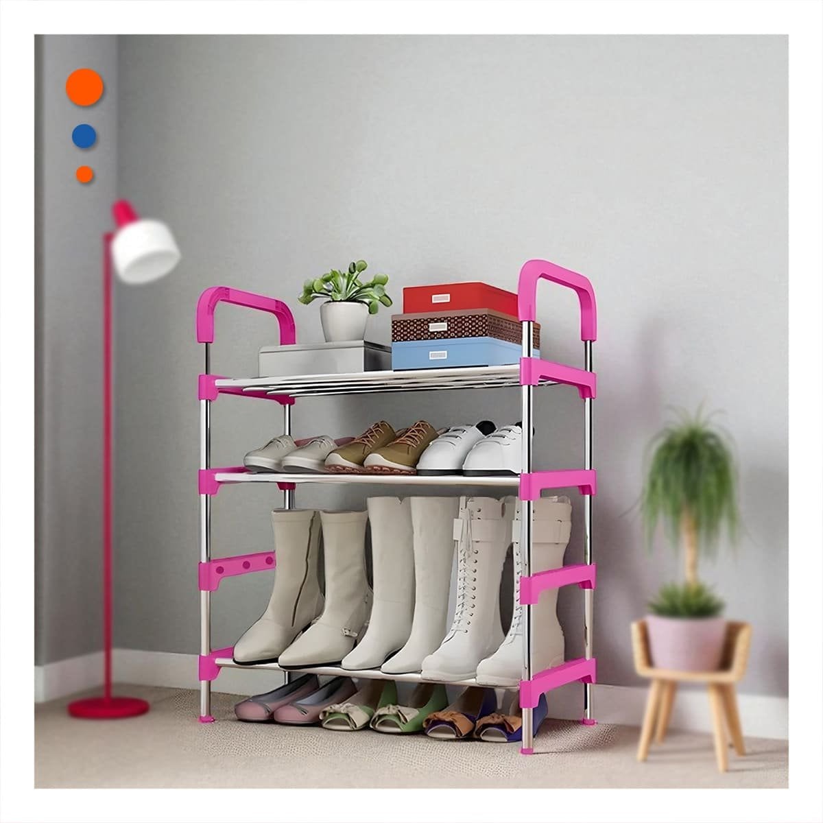 PACK4 SOPORTE VERTICAL 4 NIVELES COMODO Y LIGERO Y PRACTICO PARA USO DIARIO ROSADO - 2