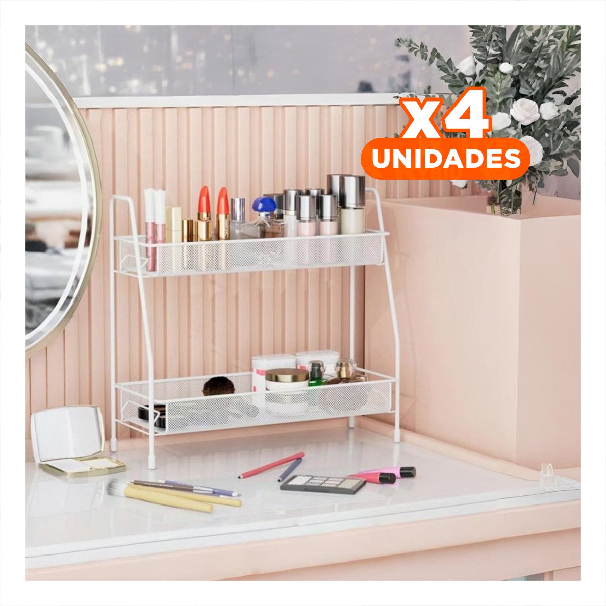 PACK4 ESTANTERIA DE 2 NIVELES MULTIUSO LIGERA Y PRACTICA Y COMODA BLANCO Y+REGALO STICKER - 1