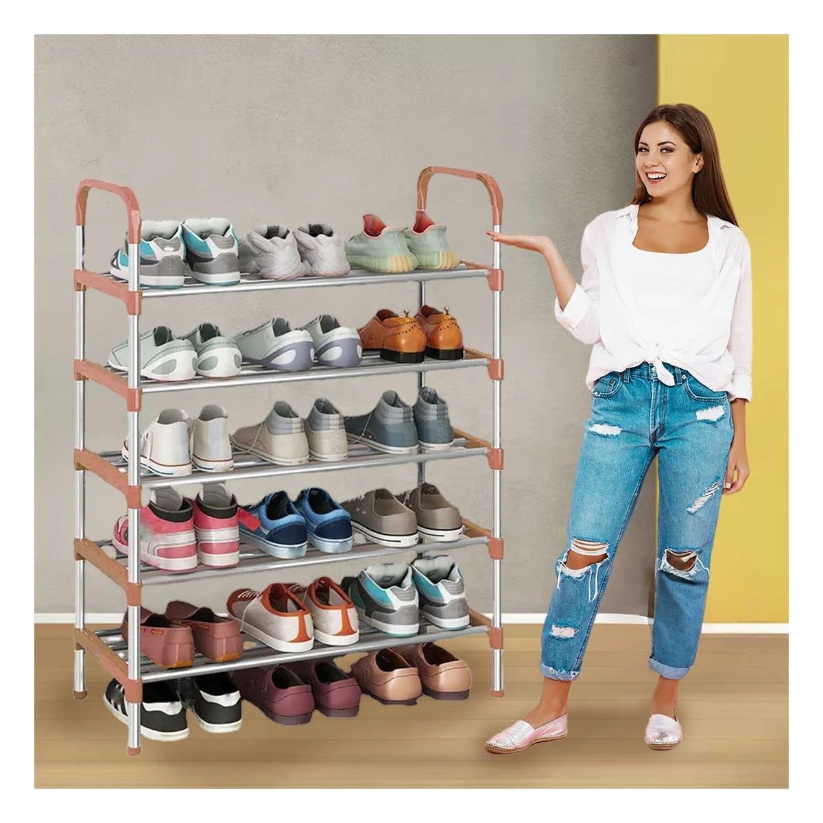 ZAPATERA VERTICAL 5 NIVELES COMODA Y LIGERA Y PRACTICA ROSADO Y+LIGAS REGALO - 3