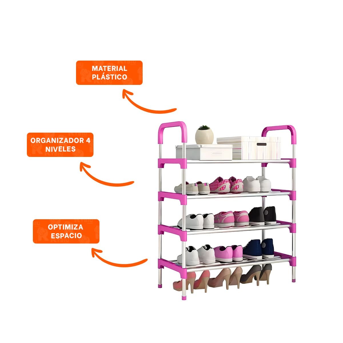 ZAPATERA VERTICAL 4 NIVELES COMPACTA Y COMODA Y SEGURA ROSADO Y+PAPEL REGALO - 5