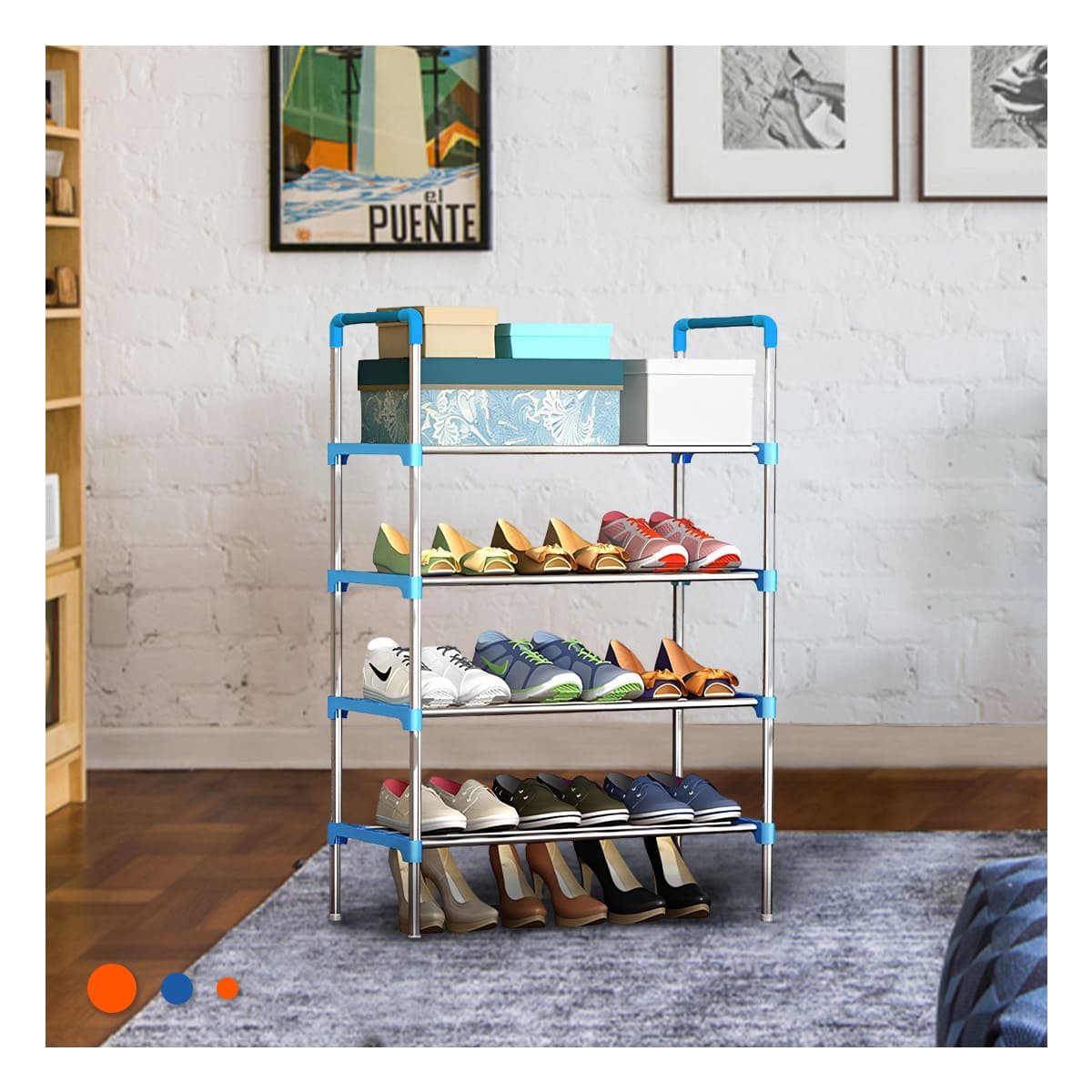 PACK4 SOPORTE VERTICAL 4 NIVELES COMODO Y LIGERO Y PRACTICO CELESTE - 3