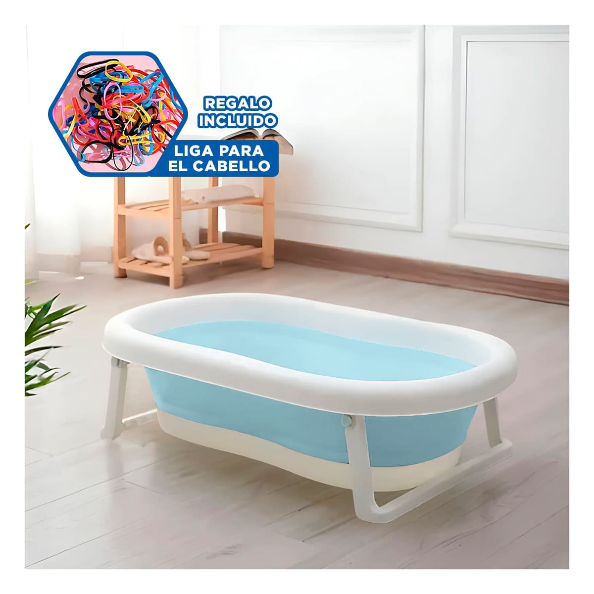 BAÑERA PLEGABLE PARA BEBE VERSATIL Y SEGURA, IDEAL PARA TODO ESPACIO CELESTE Y+LIGAS REGALO - 2