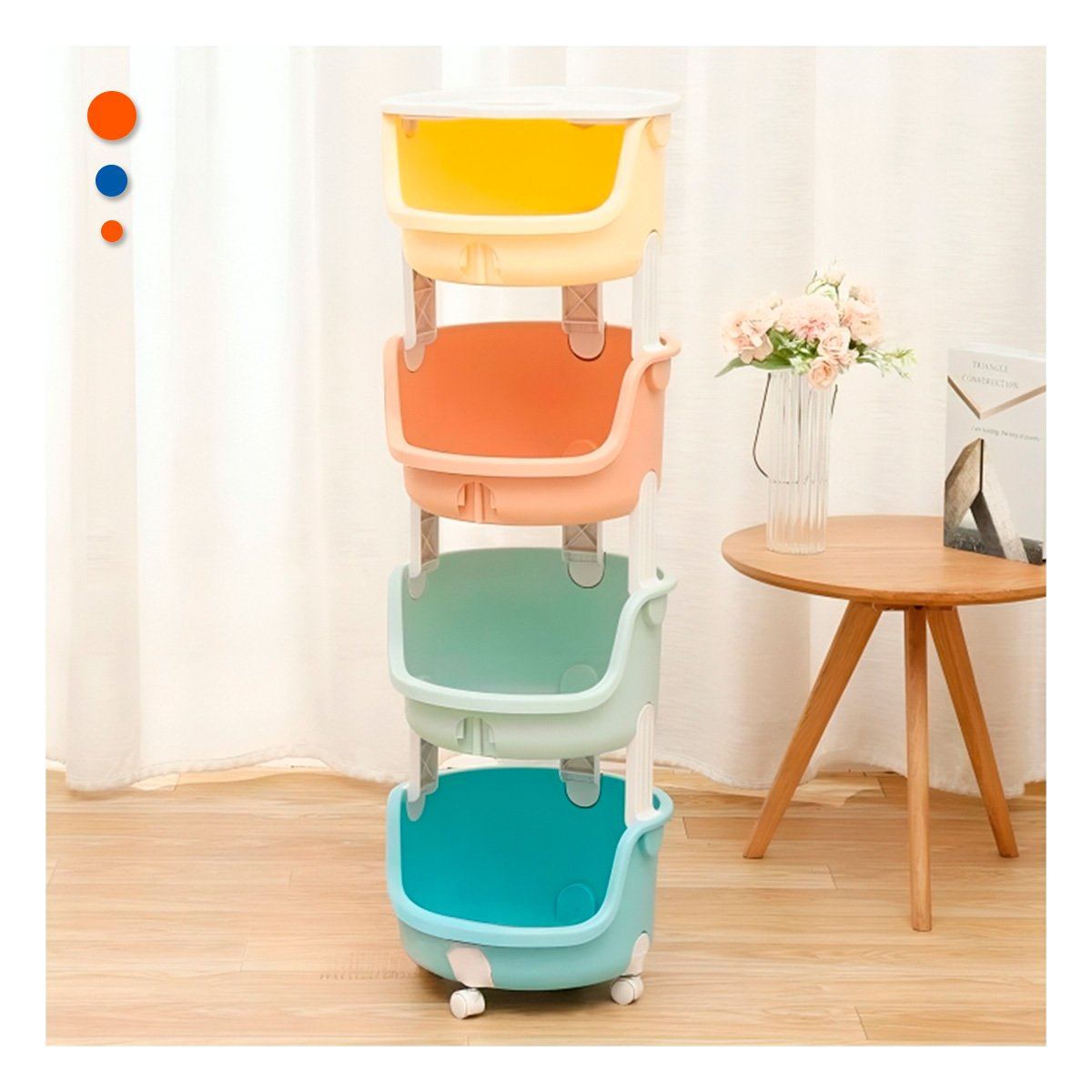 JUGUETERO CIRCULAR INFANTIL 4 NIVELES MULTICOLOR VERDE CELESTE AMARILLO Y NARANJA - 1