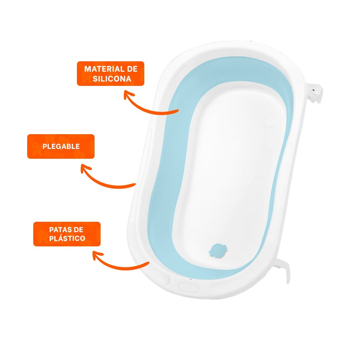 BAÑERA PLEGABLE PARA BEBE COMPACTA, LIGERA Y COMODA PARA EL HOGAR CELESTE Y+PAPEL REGALO - 5