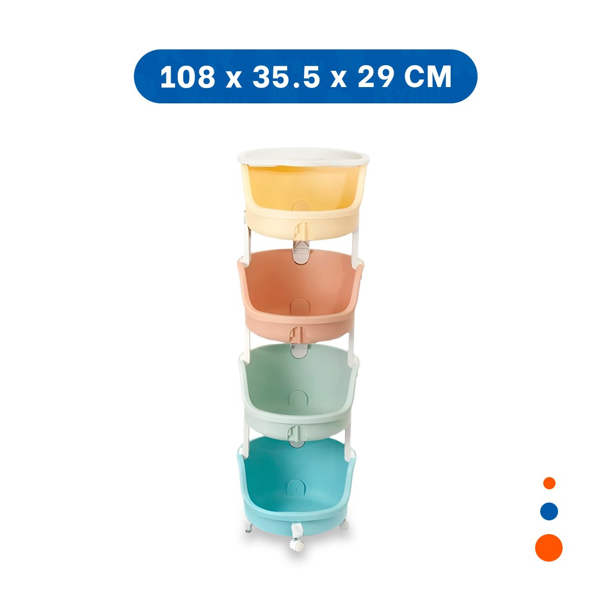 PACK2 CONTENEDOR CIRCULAR INFANTIL 4 NIVELES MULTICOLOR VERDE CELESTE AMARILLO Y NARANJA - 4