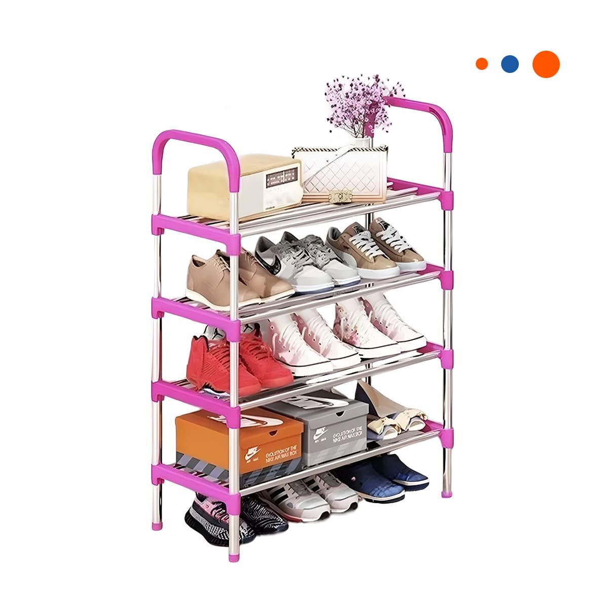 PACK12 APILADOR VERTICAL 4 NIVELES COMPACTO Y SEGURO Y FACIL DE USAR ROSADO Y+REGALO STICKER - 2