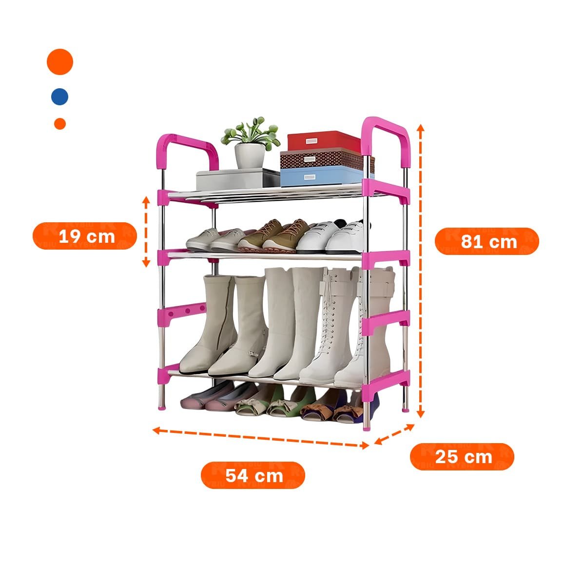 PACK12 APILADOR VERTICAL 4 NIVELES COMPACTO Y SEGURO Y FACIL DE USAR ROSADO Y+REGALO STICKER - 4