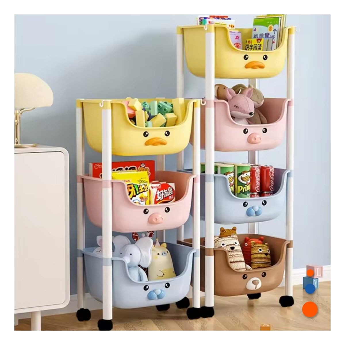 ORGANIZADOR KAWAII 4 NIVELES ESTILO TIERNO Y FUNCIONAL 4 PERSONAJES Y+PAPEL REGALO - 1