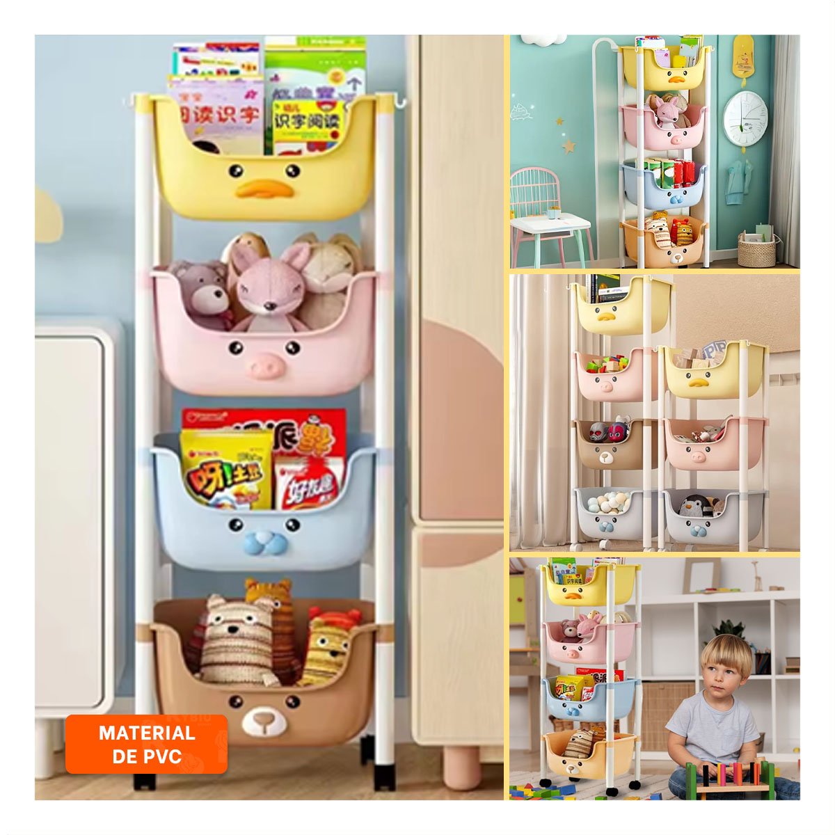ORGANIZADOR KAWAII 4 NIVELES ESTILO TIERNO Y FUNCIONAL 4 PERSONAJES Y+PAPEL REGALO - 3