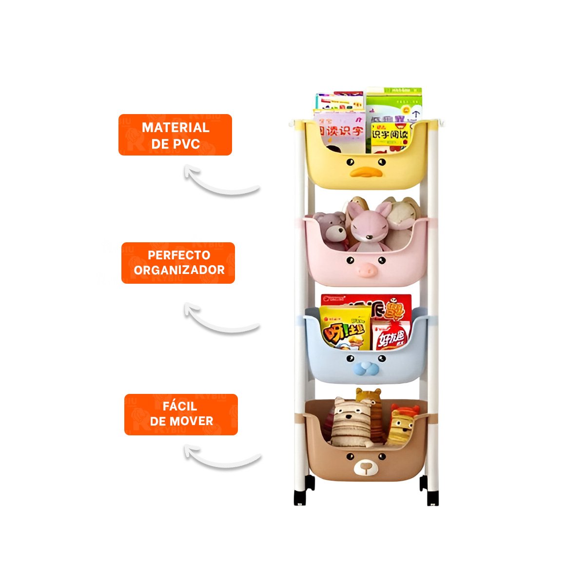 ORGANIZADOR KAWAII 4 NIVELES ESTILO TIERNO Y FUNCIONAL 4 PERSONAJES Y+PAPEL REGALO - 5