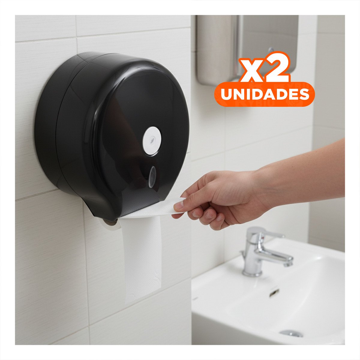 PACK2 ORGANIZADOR DE PAPEL HIGIENICO JUMBO NEGRO PRACTICO Y FACIL DE USAR GOTA - 1