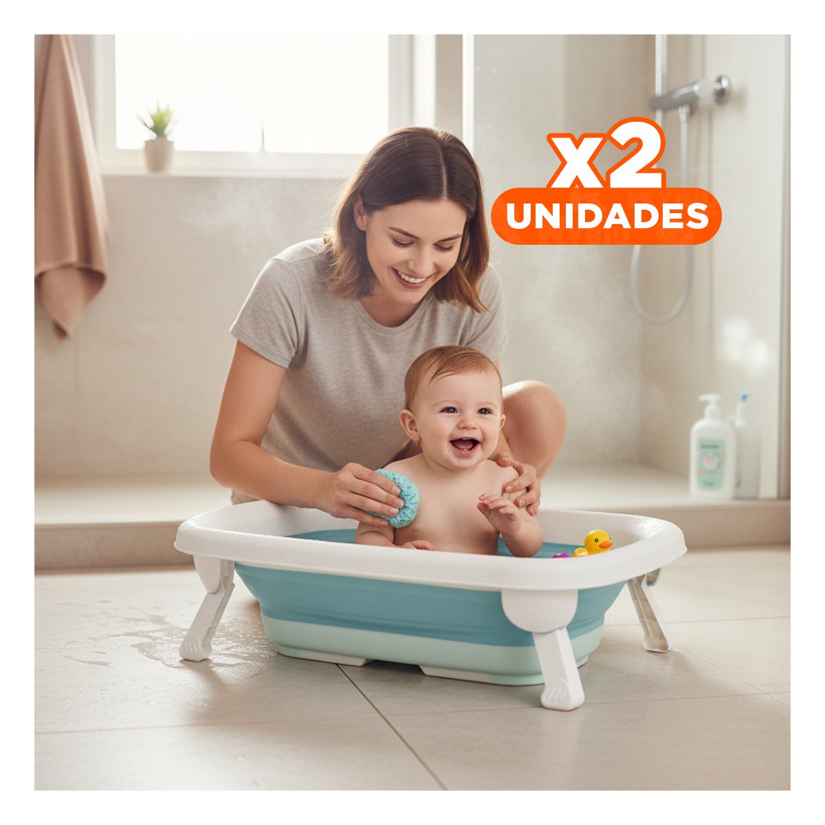 PACK2 CUADRO PLEGABLE PARA BEBE COMPACTO, SEGURO Y FACIL DE USAR CELESTE Y+PAPEL REGALO - 1