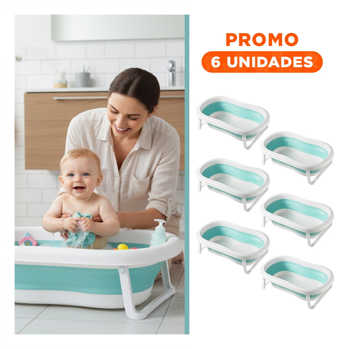 PACK6 CUENCA PLEGABLE PARA BEBE VERSATIL, LIGERA Y PRACTICA VERDE Y+REGALO STICKER - 1