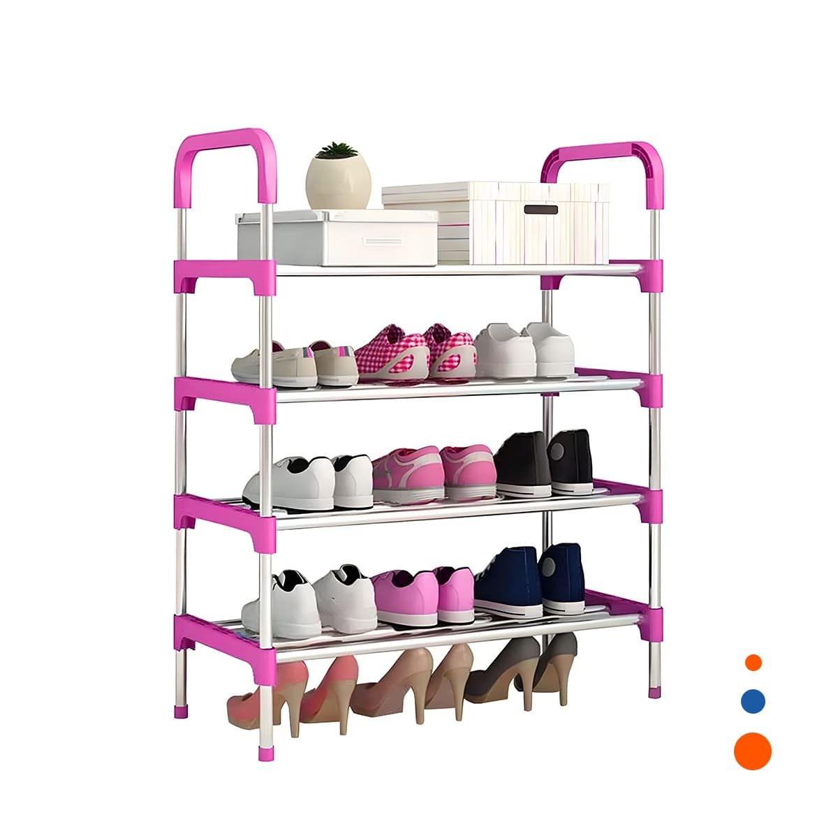 PACK4 SOPORTE VERTICAL 4 NIVELES FACIL DE USAR Y SEGURO Y COMODO ROSADO Y+PAPEL REGALO - 3