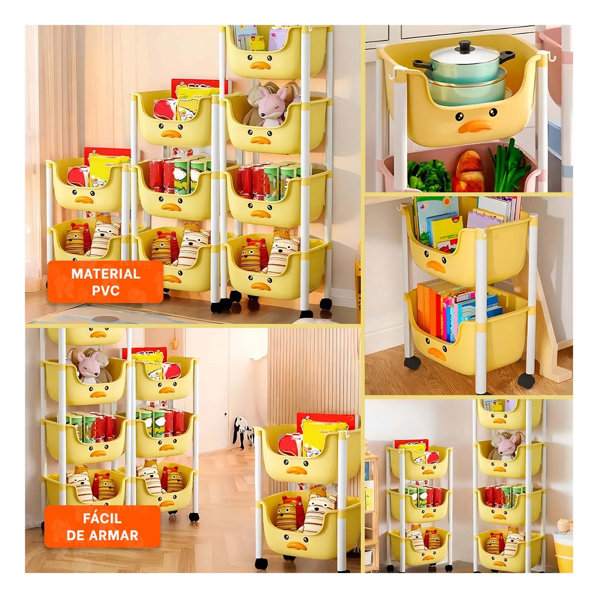 ORGANIZADOR KAWAII 3 NIVELES ESTILO TIERNO Y FUNCIONAL AMARILLO PATO Y+PAPEL REGALO - 3