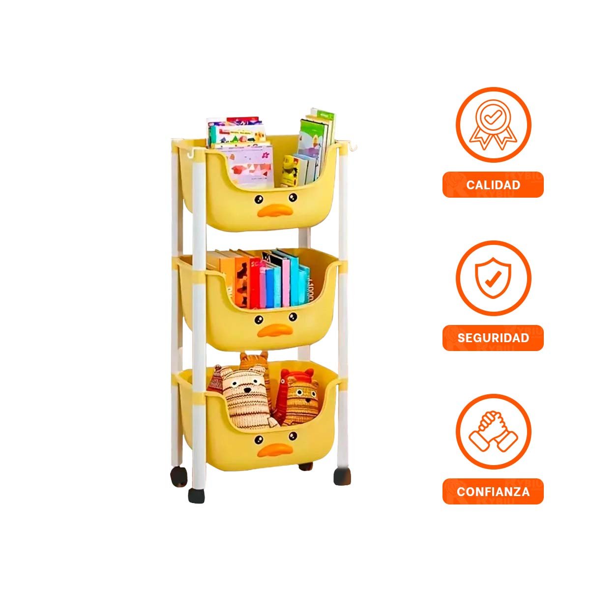 ORGANIZADOR KAWAII 3 NIVELES ESTILO TIERNO Y FUNCIONAL AMARILLO PATO Y+PAPEL REGALO - 5