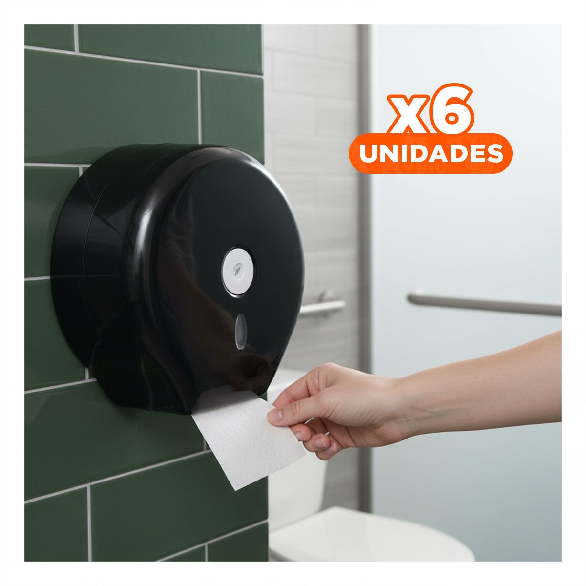 PACK6 CONTENEDOR DE PAPEL HIGIENICO JUMBO NEGRO COMODO Y FACIL DE USAR GOTA - 1