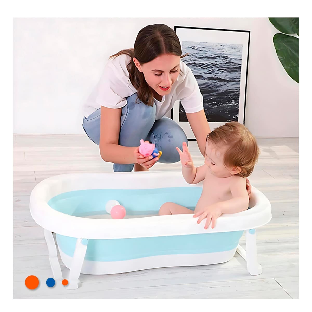 PACK2 CUADRO PLEGABLE PARA BEBE VERSATIL, RESISTENTE Y FUNCIONAL CELESTE Y+REGALO STICKER - 3