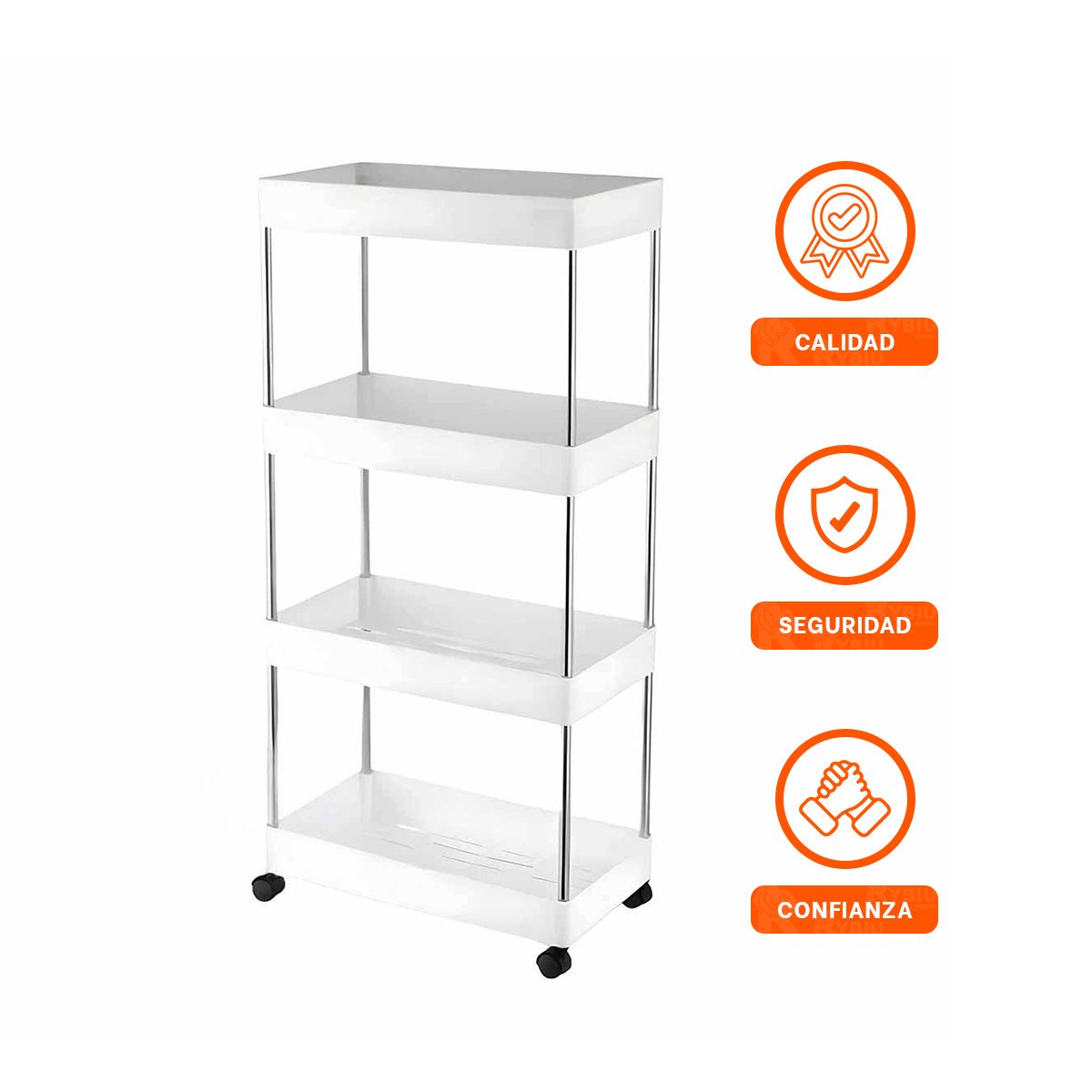 ESTANTE LATERAL DE 4 NIVELES CON 4 RUEDAS BLANCO PLASTICO VERSATIL Y+POST IT - 5