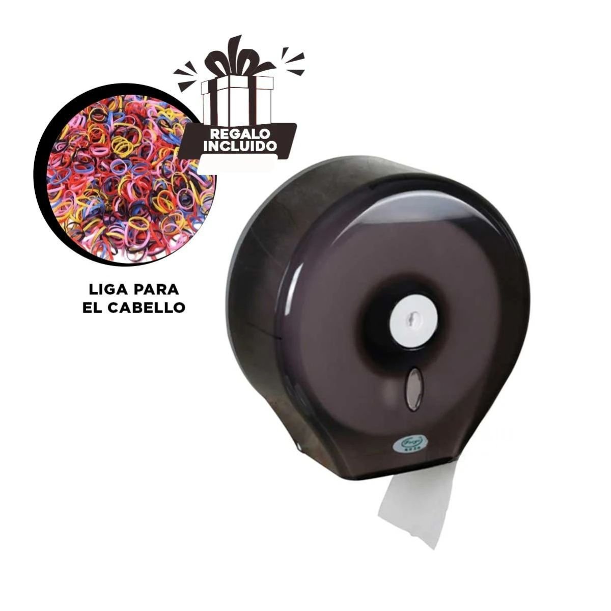 DISPENSADOR DE PAPEL HIGIENICO JUMBO NEGRO VERSATIL Y FACIL DE GUARDAR GOTA Y+LIGAS REGALO - 2