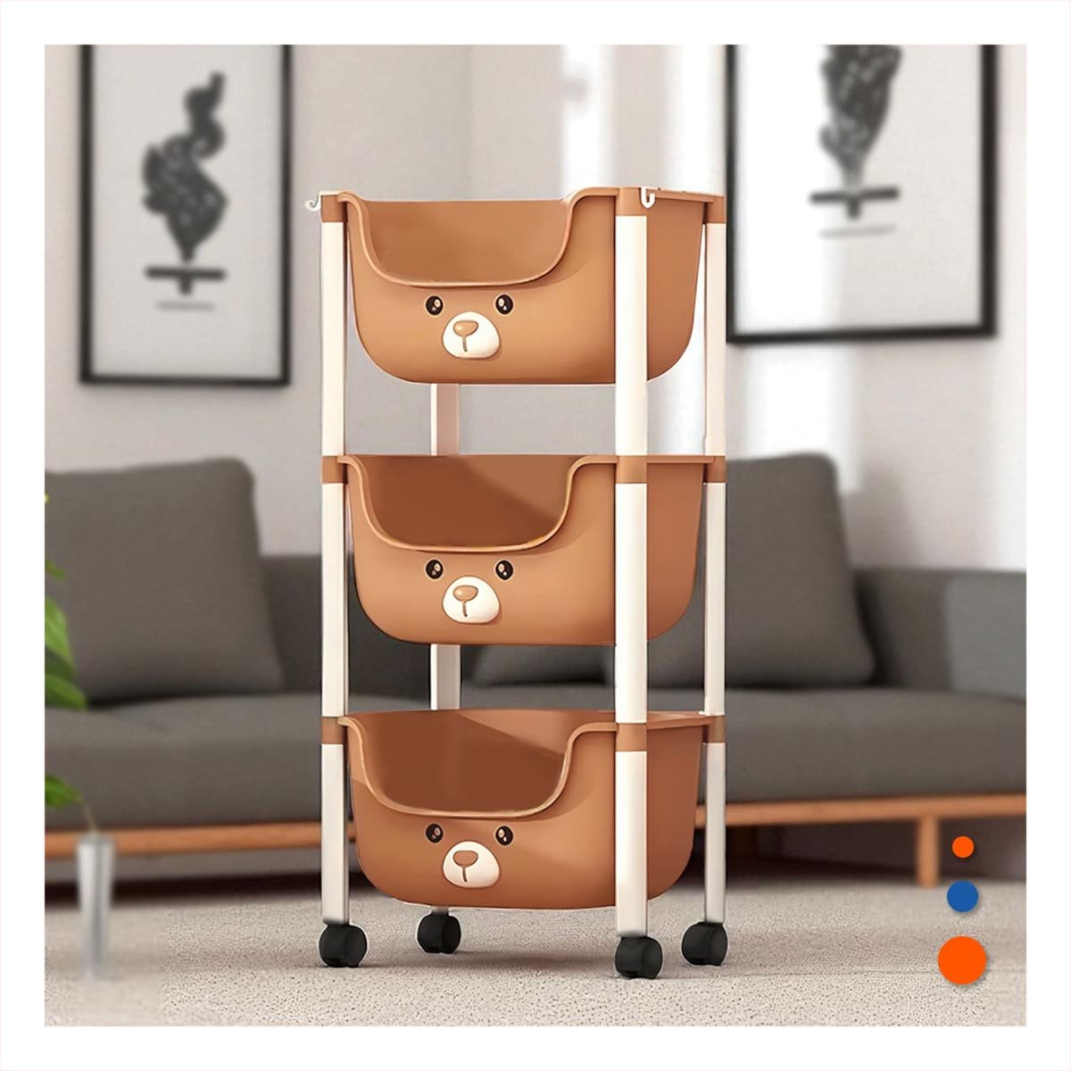 ORGANIZADOR KAWAII 3 NIVELES ESTRUCTURA RESISTENTE CON OSITO MARRON Y+REGALO STICKER - 3
