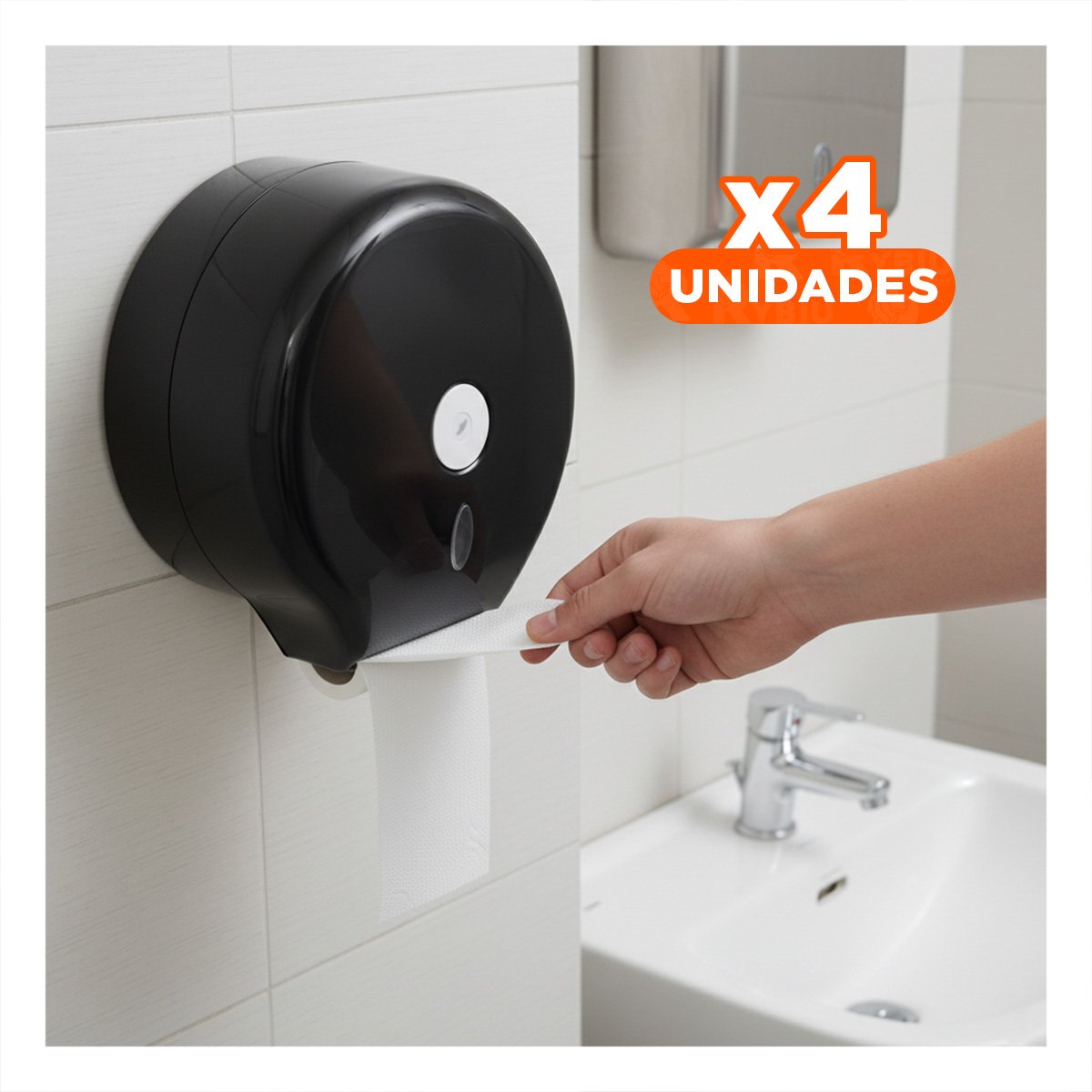 PACK4 ORGANIZADOR DE PAPEL HIGIENICO JUMBO NEGRO SEGURO Y COMODO Y FACIL GOTA Y+PAPEL REGALO - 1