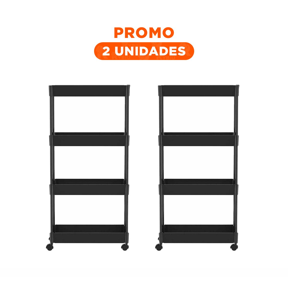 PACK2 ESTRUCTURA LATERAL DE 4 NIVELES CON 4 RUEDAS NEGRO PLASTICO COMPACTO Y+REGALO STICKER - 1