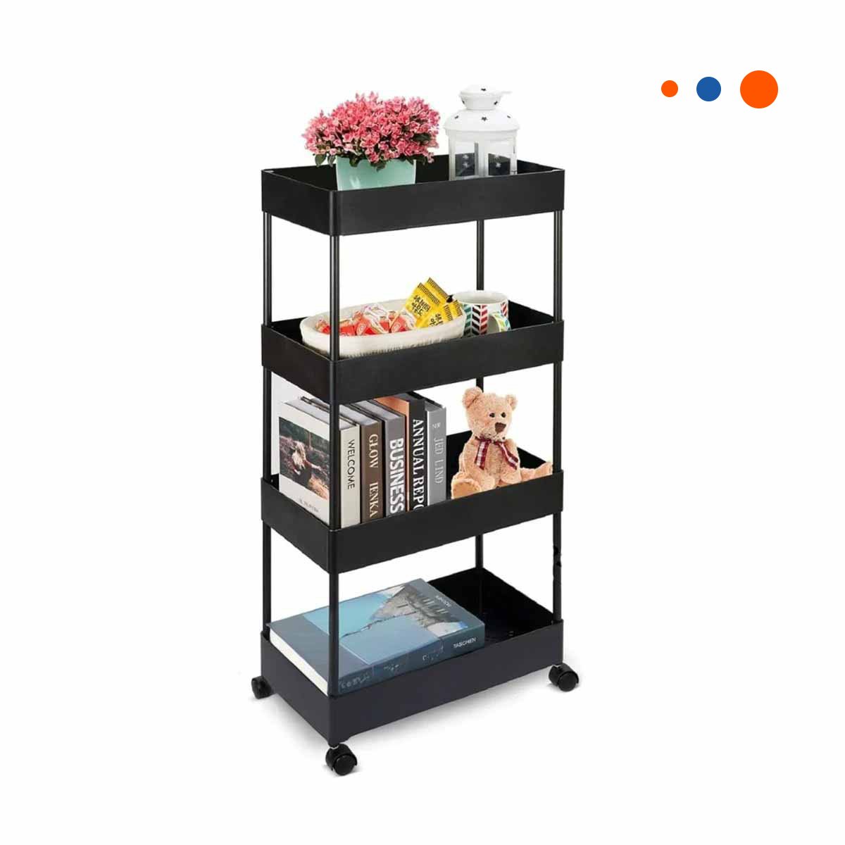 PACK2 ESTRUCTURA LATERAL DE 4 NIVELES CON 4 RUEDAS NEGRO PLASTICO COMPACTO Y+REGALO STICKER - 2