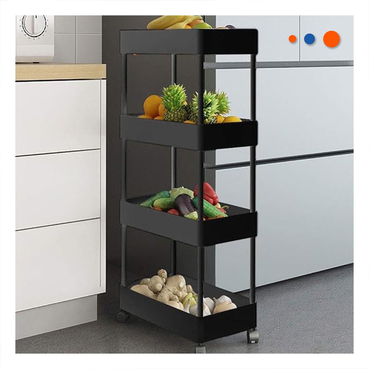 PACK2 ESTRUCTURA LATERAL DE 4 NIVELES CON 4 RUEDAS NEGRO PLASTICO COMPACTO Y+REGALO STICKER - 5