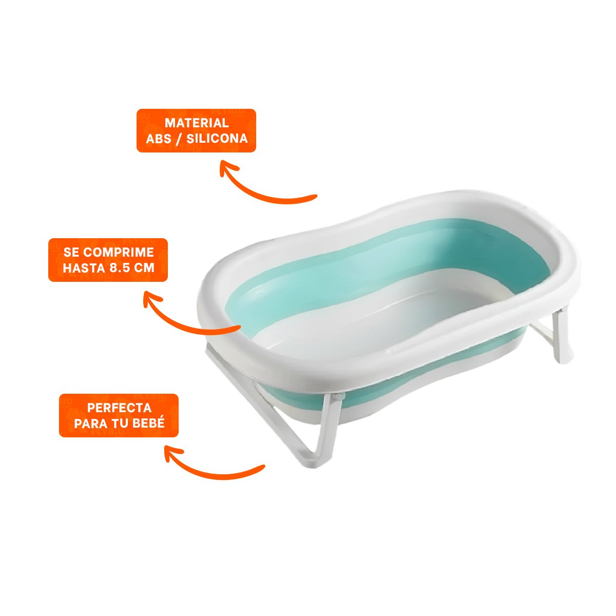 BAÑERA PLEGABLE PARA BEBE PRACTICA, LIGERA Y FACIL DE GUARDAR VERDE Y+POST IT - 5